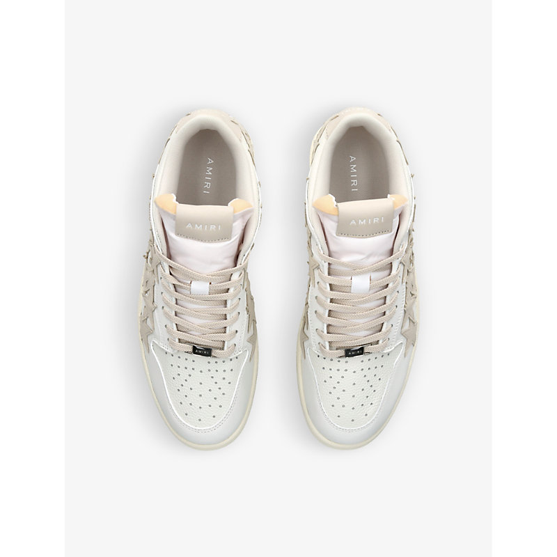 Shop Amiri Stars Brand-embossed Low-top Leather Trainers In Cream