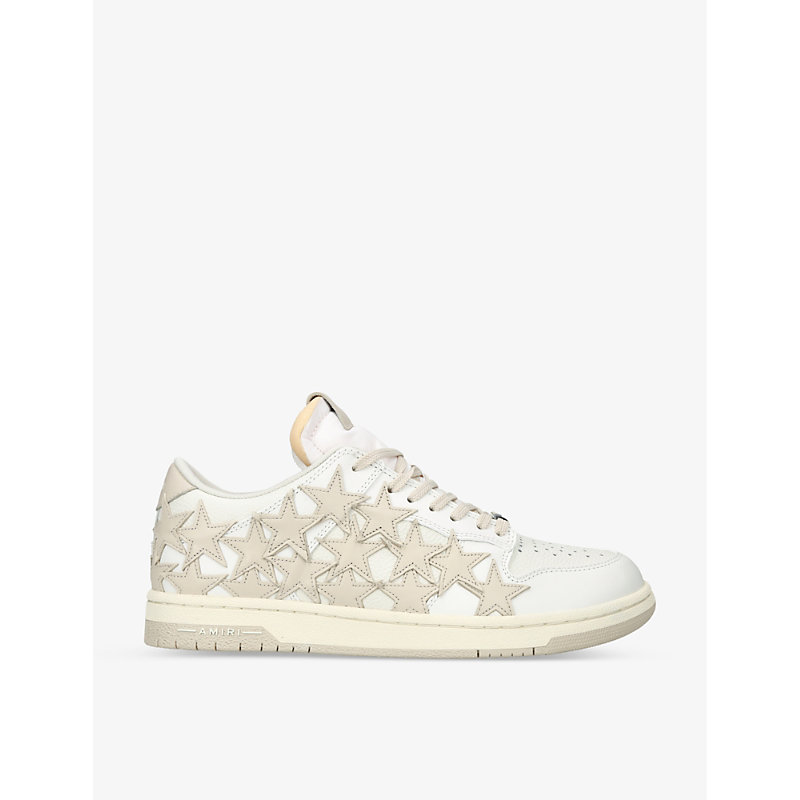 Shop Amiri Mens Cream Stars Brand-embossed Low-top Leather Trainers