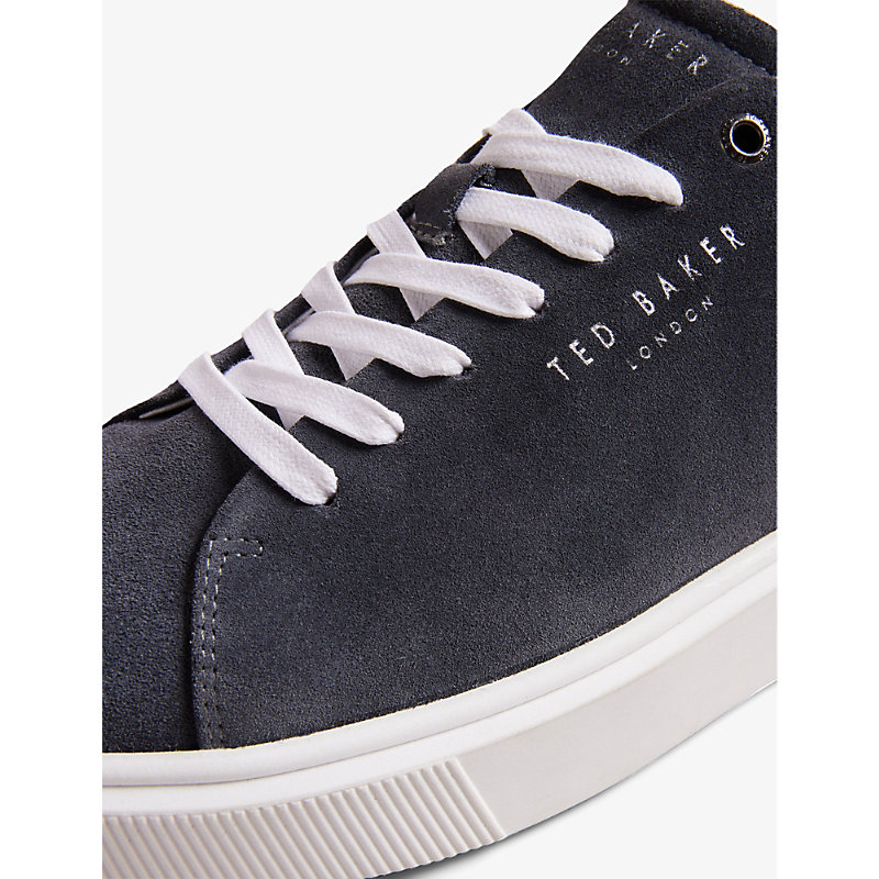 Shop Ted Baker Breyons Logo-print Suede Low-top Trainers In Navy