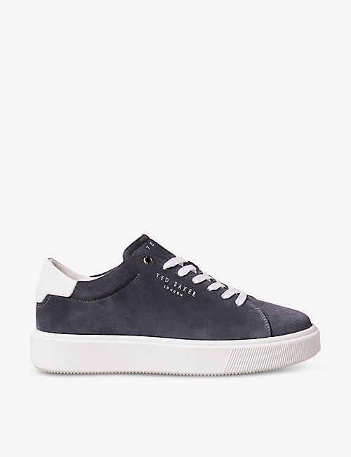 TED BAKER: Breyons logo-print suede low-top trainers