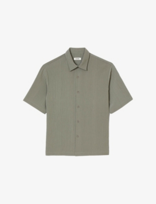 SANDRO: Crease-effect short-sleeved relaxed-fit woven shirt
