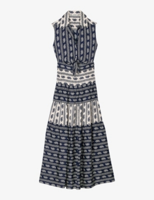 SANDRO: Paisley-print cut-out woven maxi dress