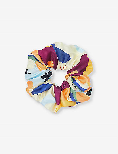 SANDRO: Graphic-print silk scrunchie