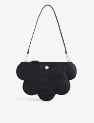 Shop Simone Rocha Womens Black/pearl Daisy Pearl-embellished Satin Shoulder Bag