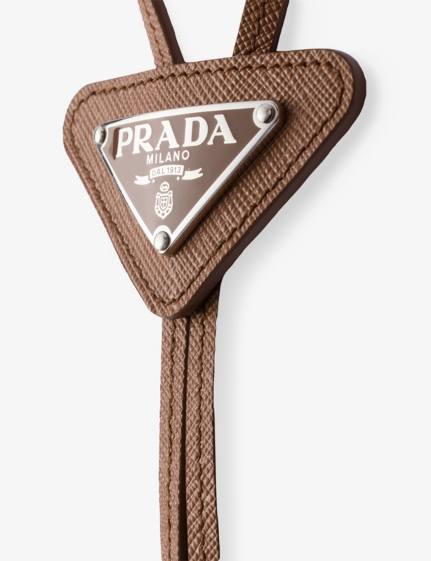 Triangular logo-plaque leather bolo tie
