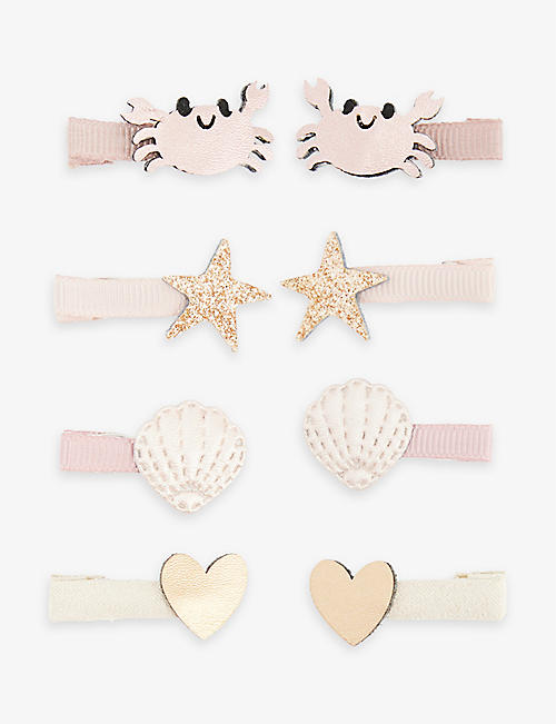 MIMI & LULA: Cecil Crab glitter-embellished set of eight faux-leather hair clips