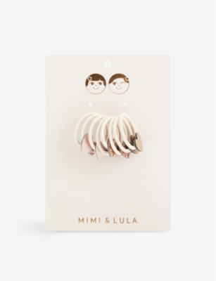 Mimi & Lula Teeny Heart Glitter-embellished Pack Of Eight Elasticated Hair Ties In By The Seaside