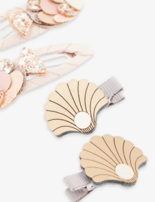Shop Mimi & Lula Girls By The Seaside Kids Fish And Shell-embellished Pack Of Four Hair Clips
