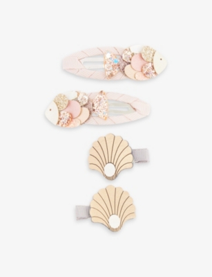 MIMI & LULA: Fish and Shell-embellished  pack of four hair clips