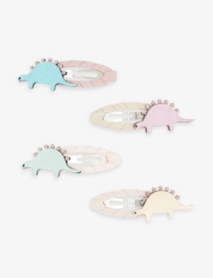 Shop Mimi & Lula Girls Dinos & Butterflies Kids Dino-embellished Pack Of Four Hair Clips