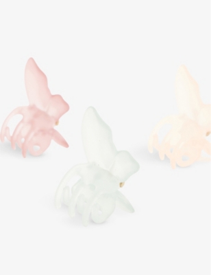 Shop Mimi & Lula Girls Dinos & Butterflies Kids Frosted Butterfly Pack Of Four Acetate Hair Clips