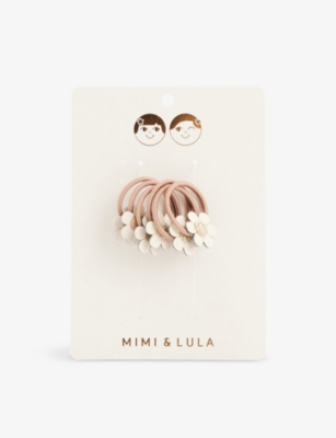 MIMI & LULA: Daisy flower-embellished pack of four elasticated hair ties