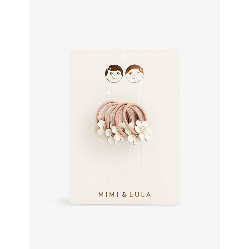 Mimi & Lula Kids' Daisy Flower-embellished Pack Of Four Elasticated Hair Ties In Prairie Girl