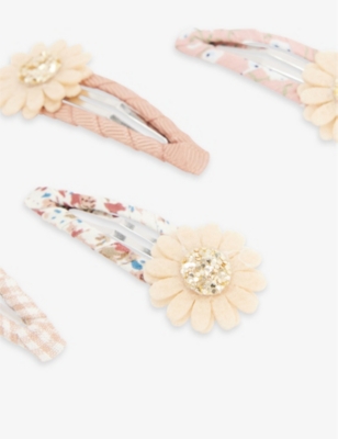 Shop Mimi & Lula Daisy Flower-embellished Pack Of Four Hair Clips In Prairie Girl