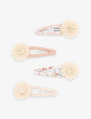 Shop Mimi & Lula Daisy Flower-embellished Pack Of Four Hair Clips In Prairie Girl
