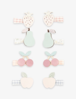 MIMI & LULA: Fruit-embellished set of eight woven hair clips