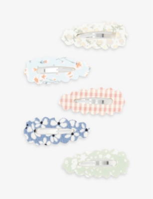 Mimi & Lula Kids' Floral-print Pack Of Five Hair Clips In Tulip