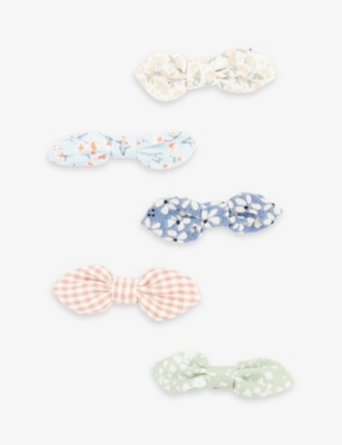 MIMI & LULA: Floral-print bow set of five fabric hair clips