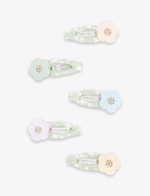 Mimi & Lula Kids' Flower-embellished Pack Of Five Hair Clips In Tulip