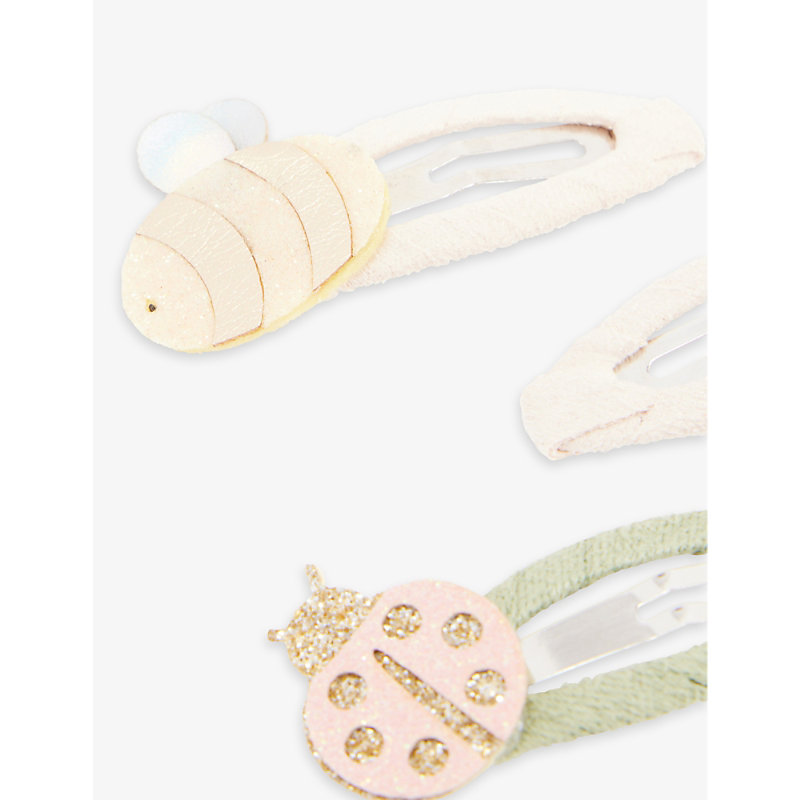 Shop Mimi & Lula Girls Tulip Kids Bee And Ladybird-embellished Pack Of Four Faux-leather Hair Clips