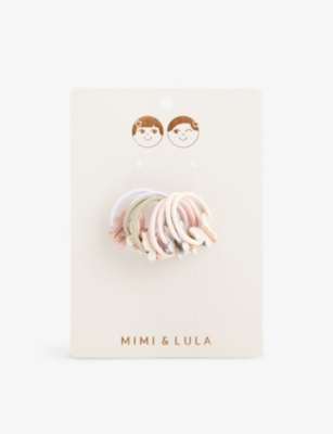 Shop Mimi & Lula Glitter-embellished Elasticated Hair Tie Set In Tulip