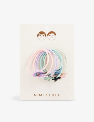 Mimi & Lula Kids' Rainbow And Star-embellished Elasticated Hair Tie Set In Space Unicorn