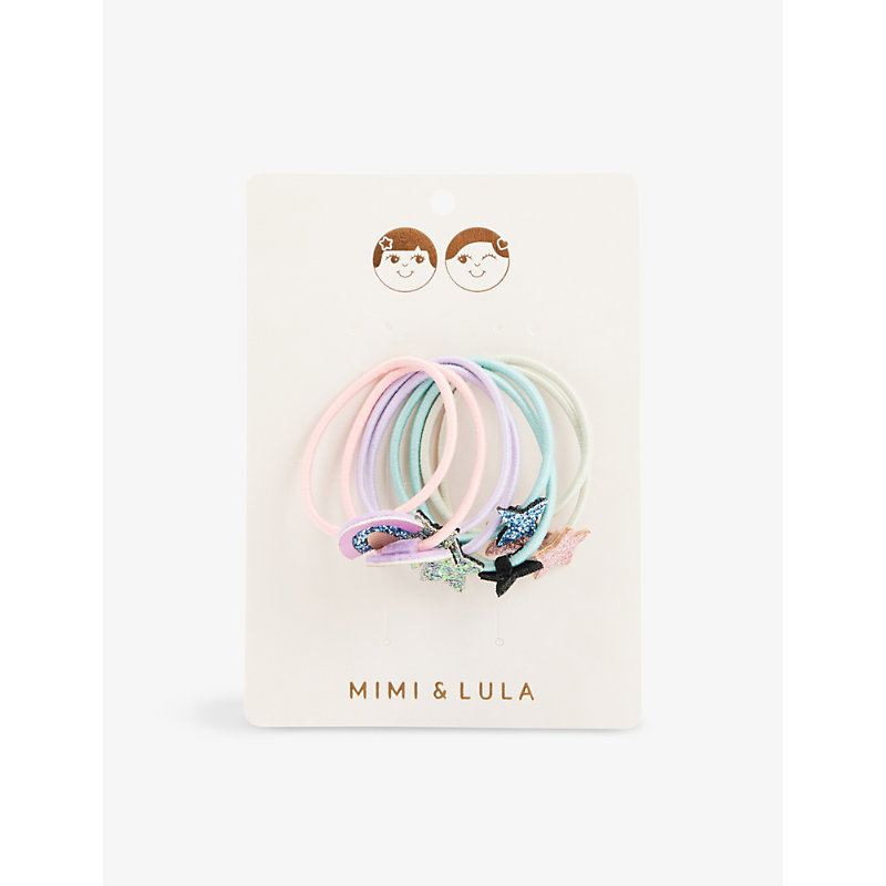 Mimi & Lula Kids' Rainbow And Star-embellished Elasticated Hair Tie Set In Blue