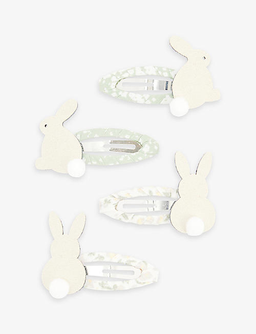 MIMI & LULA: Bunny set of four woven hair clips