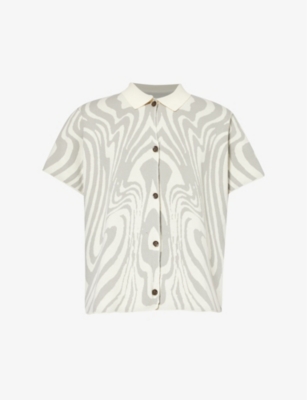 HONOR THE GIFT: Dazed abstract-pattern regular-fit knitted cotton shirt