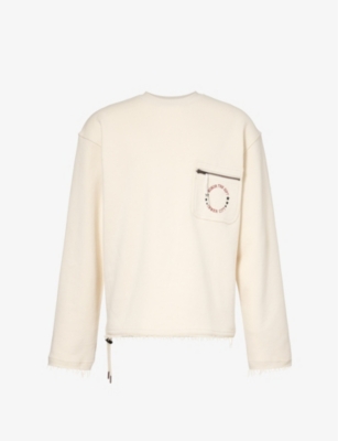 HONOR THE GIFT: Crewneck zip-pocket cotton-jersey sweatshirt