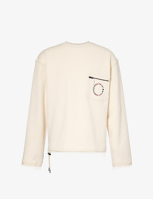 HONOR THE GIFT: Crewneck zip-pocket cotton-jersey sweatshirt
