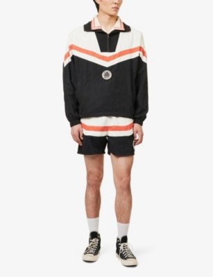 Honor The Gift Mens Black Track Funnel-neck Relaxed-fit Woven Jacket In Black