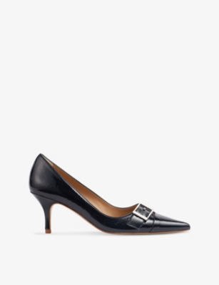 LK BENNETT: Billie buckle-embellished leather heeled courts