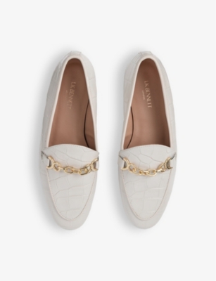 Shop Lk Bennett Women's Whi-white Adalynn Snaffle-trim Leather Loafers