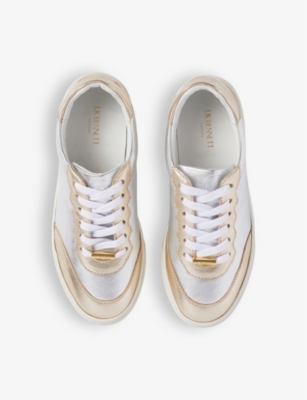 Lk Bennett Womens Gol-gold Runner Panelled Leather Low-top Trainers In Gol-gold