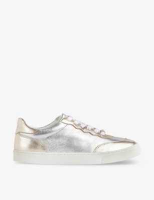 Shop Lk Bennett Womens Gol-gold Runner Panelled Leather Low-top Trainers