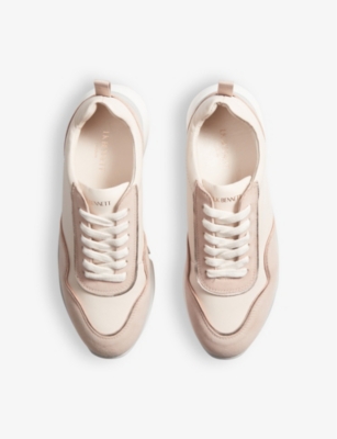 Shop Lk Bennett Women's T-tural Step Metallic-trim Low-top Leather Trainers In Nat-natural