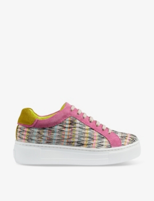 LK BENNETT: Lift platform-sole low-top tweed trainers