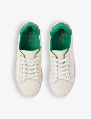 Lk Bennett Signature Stud-embellished Low-top Leather Trainers In Mul-green/white