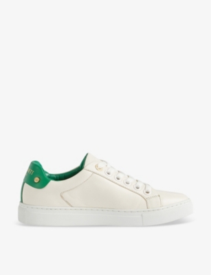 Lk Bennett Signature Stud-embellished Low-top Leather Trainers In Mul-green/white