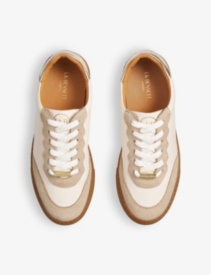Lk Bennett Runner Logo-embossed Low-top Leather Trainers In Mul-white/natural