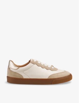 Lk Bennett Runner Logo-embossed Low-top Leather Trainers In Mul-white/natural