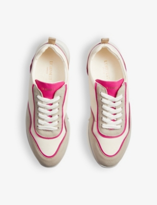 LK BENNETT: Step metallic-trim low-top leather trainers