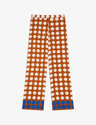 LK BENNETT: Elise spot-pattern mid-rise straight-leg woven trousers