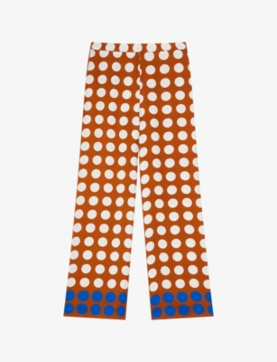 Shop Lk Bennett Womens Mul-multi Elise Spot-pattern Mid-rise Straight-leg Woven Trousers