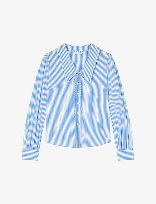 LK BENNETT: Beecham stripe-pattern cotton-blend regular-fit shirt