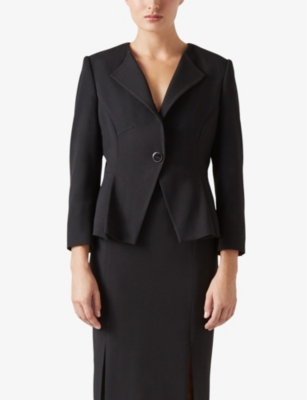 Shop Lk Bennett Womens Bla-black Sky Peplum Stretch-crepe Jacket