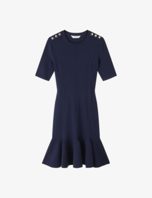 LK BENNETT: Annmarie button-embellished knitted mini dress