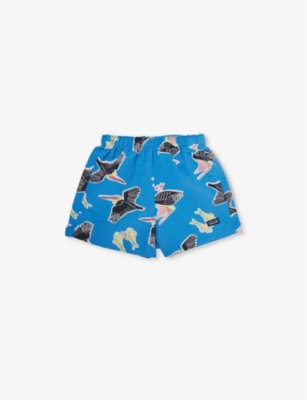 Shop Patagonia Vessel Blue Graphic-print Brand-patch Recycled-nylon Shorts 6 Months - 4 Years
