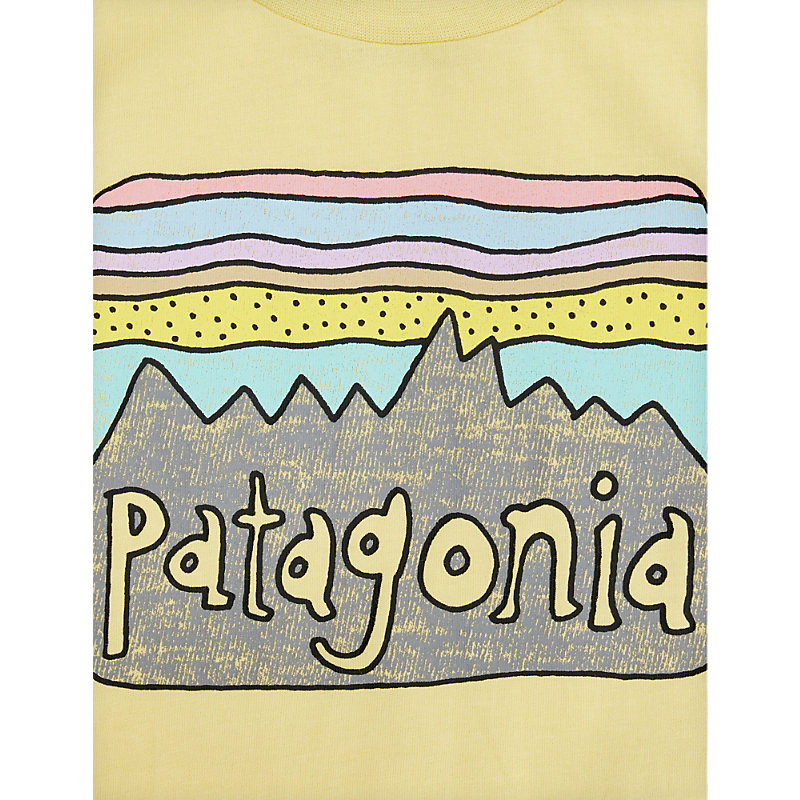 Shop Patagonia Milled Yellow Fitz Roy Skies Short-sleeve Organic-cotton T-shirt 6 Months - 4 Years